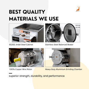 5 hp atta chakki - hopper chamber and motor - reindeer machinery