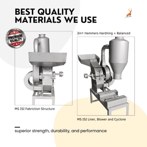 masala grinder machine - front and back view - reindeer machinery