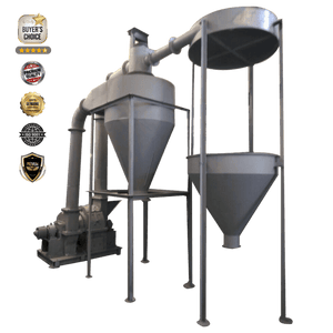 turmeric grinding machine - dust collector and cyclone close-up view - reindeer machinery