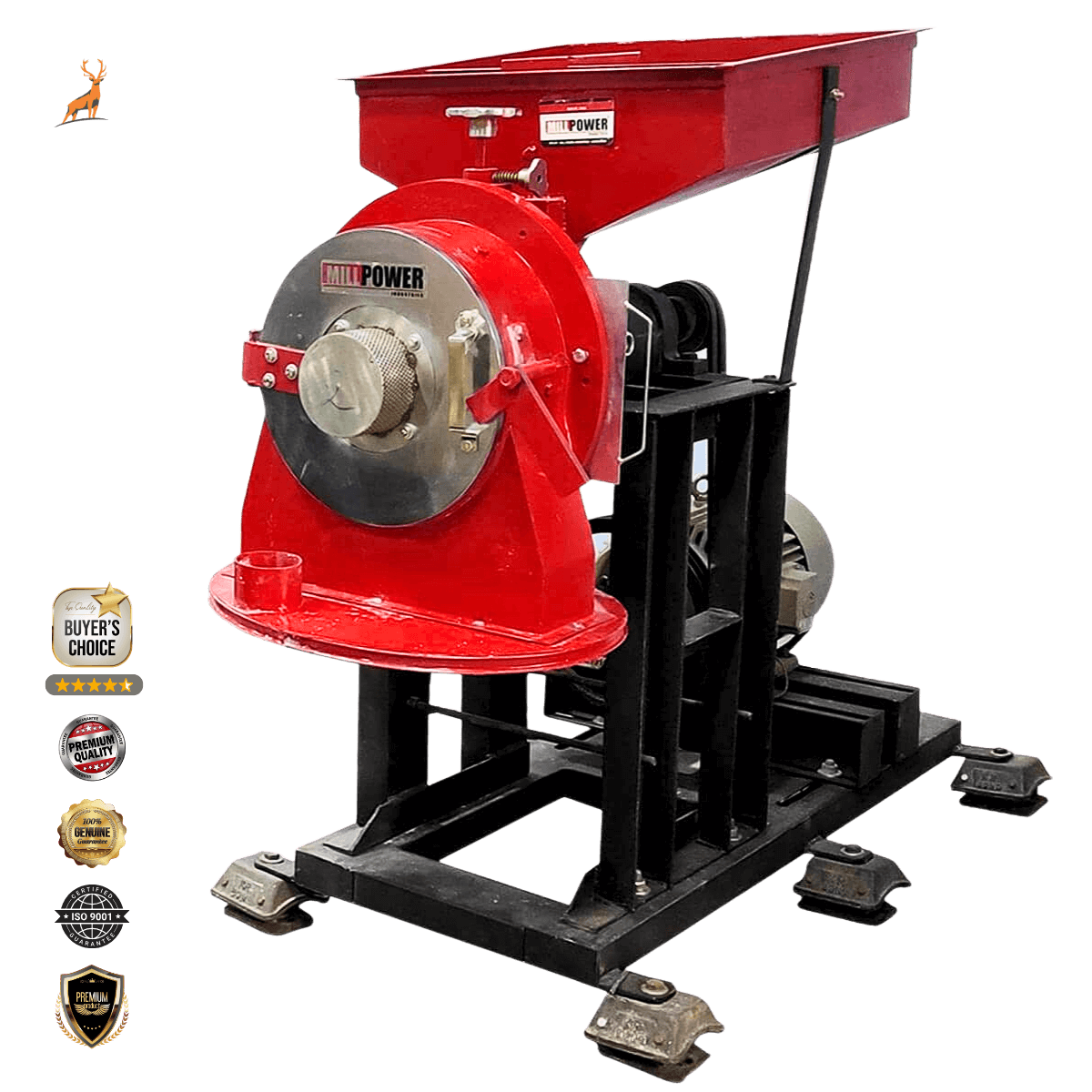 10 hp atta chakki - side view - reindeer machinery