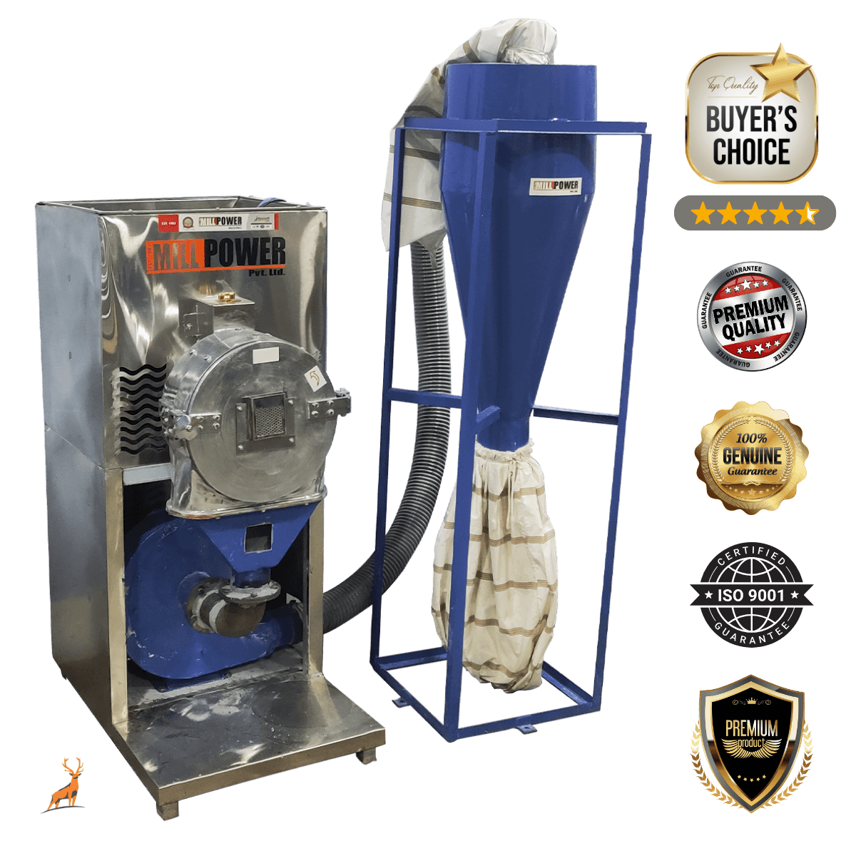 10 hp atta chakki - full setup view - Reindeer Machinery