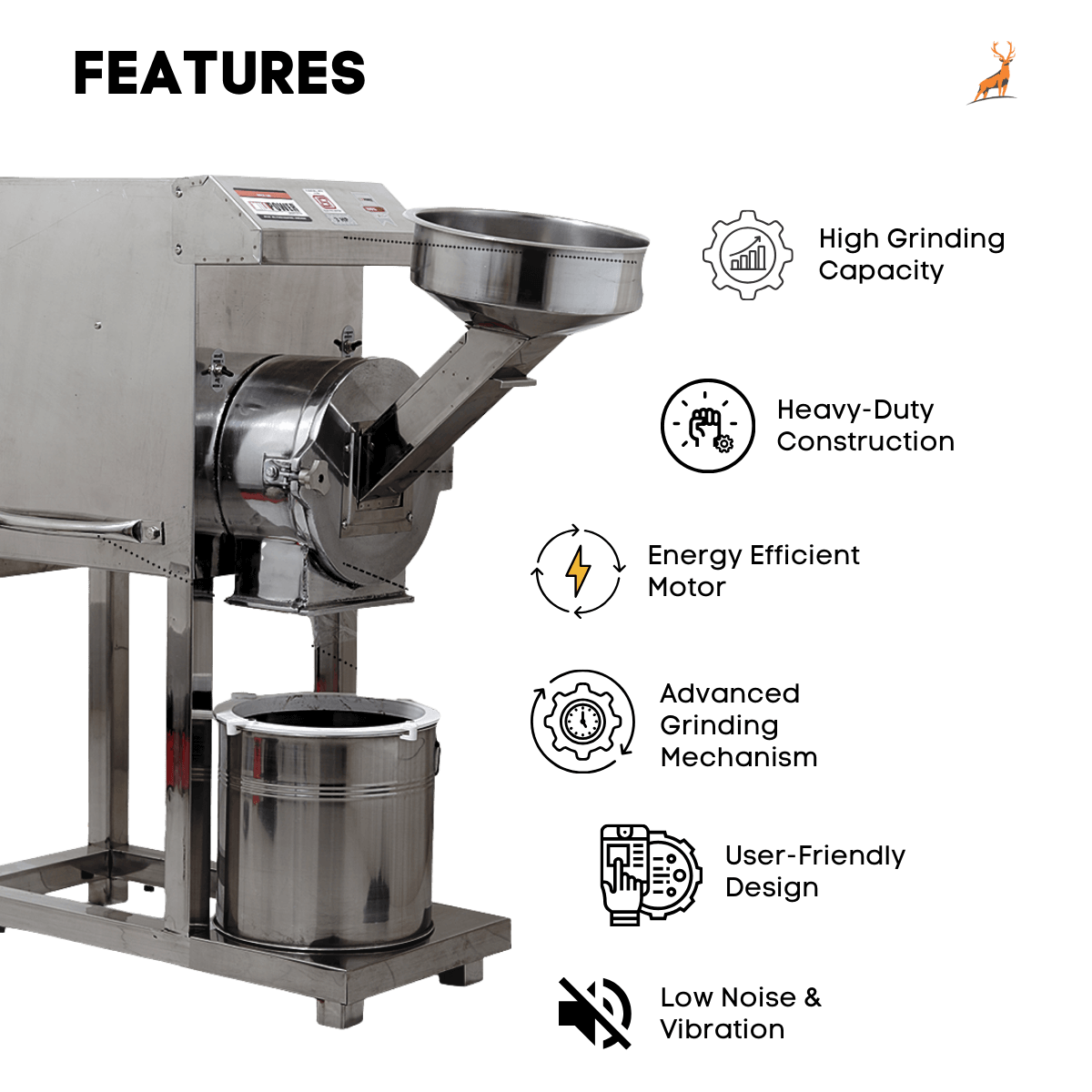 2 hp atta chakki – features – Reindeer Machinery