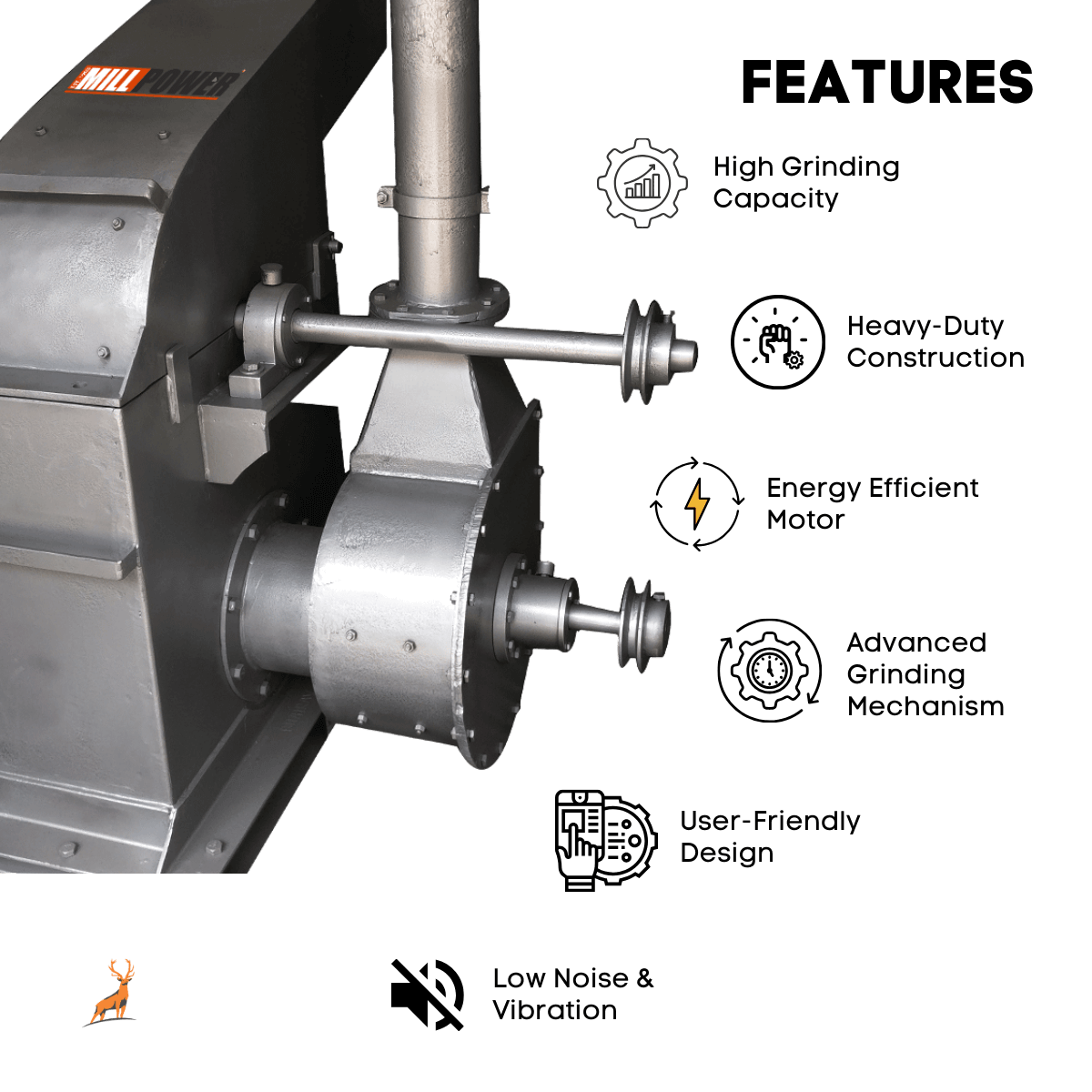 20 hp masala grinder - features - reindeer machinery