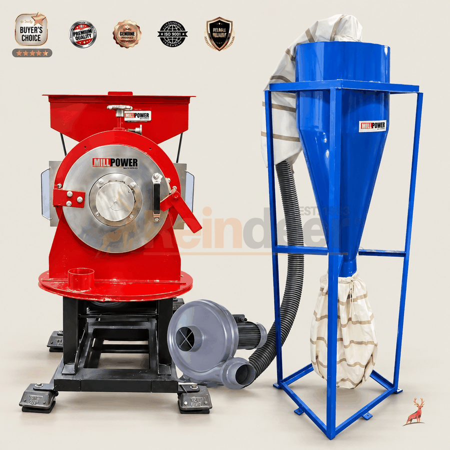 200 kg per hour atta chakki - machine with blower-cyclone - reindeer machinery