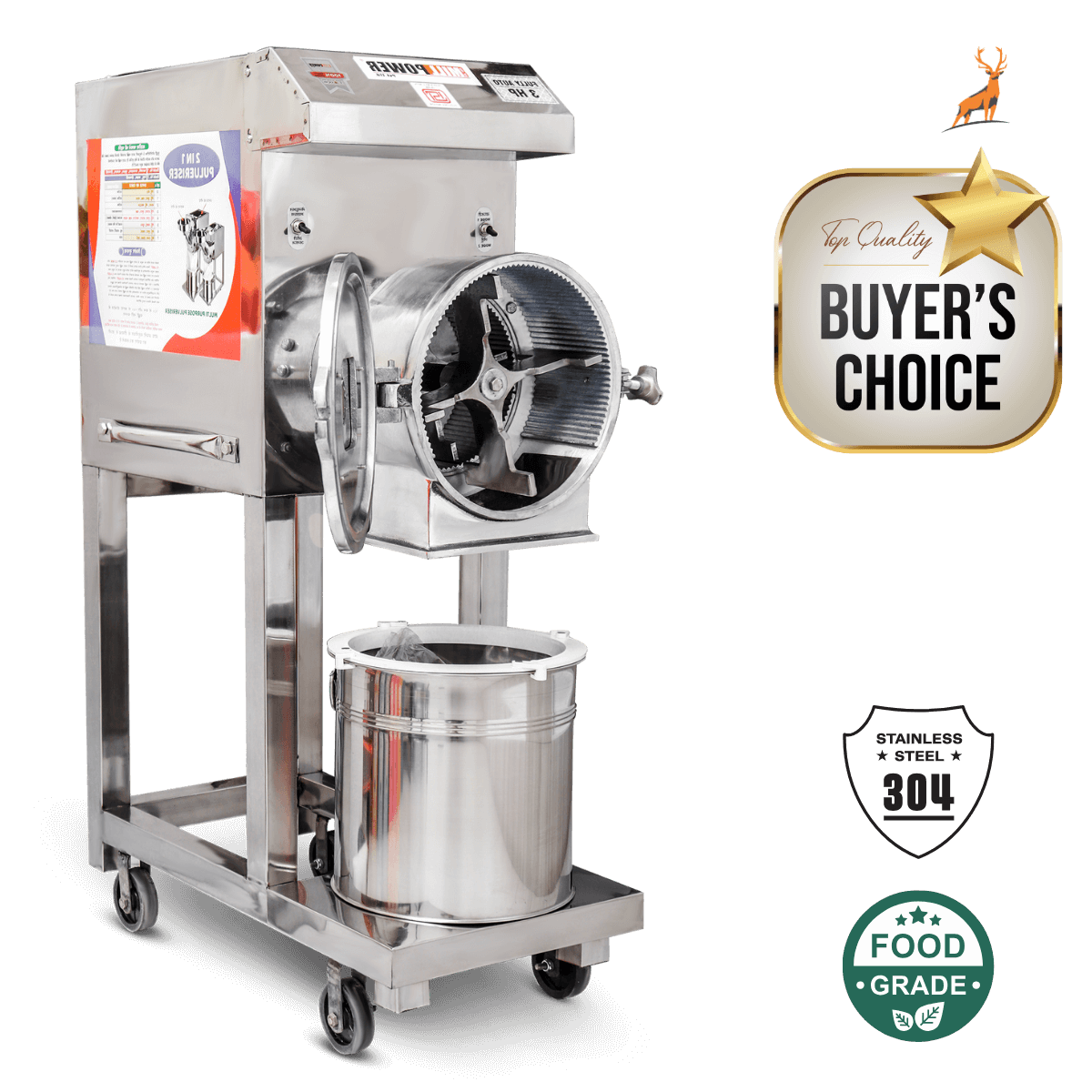 3 hp atta chakki - side view - Reindeer Machinery