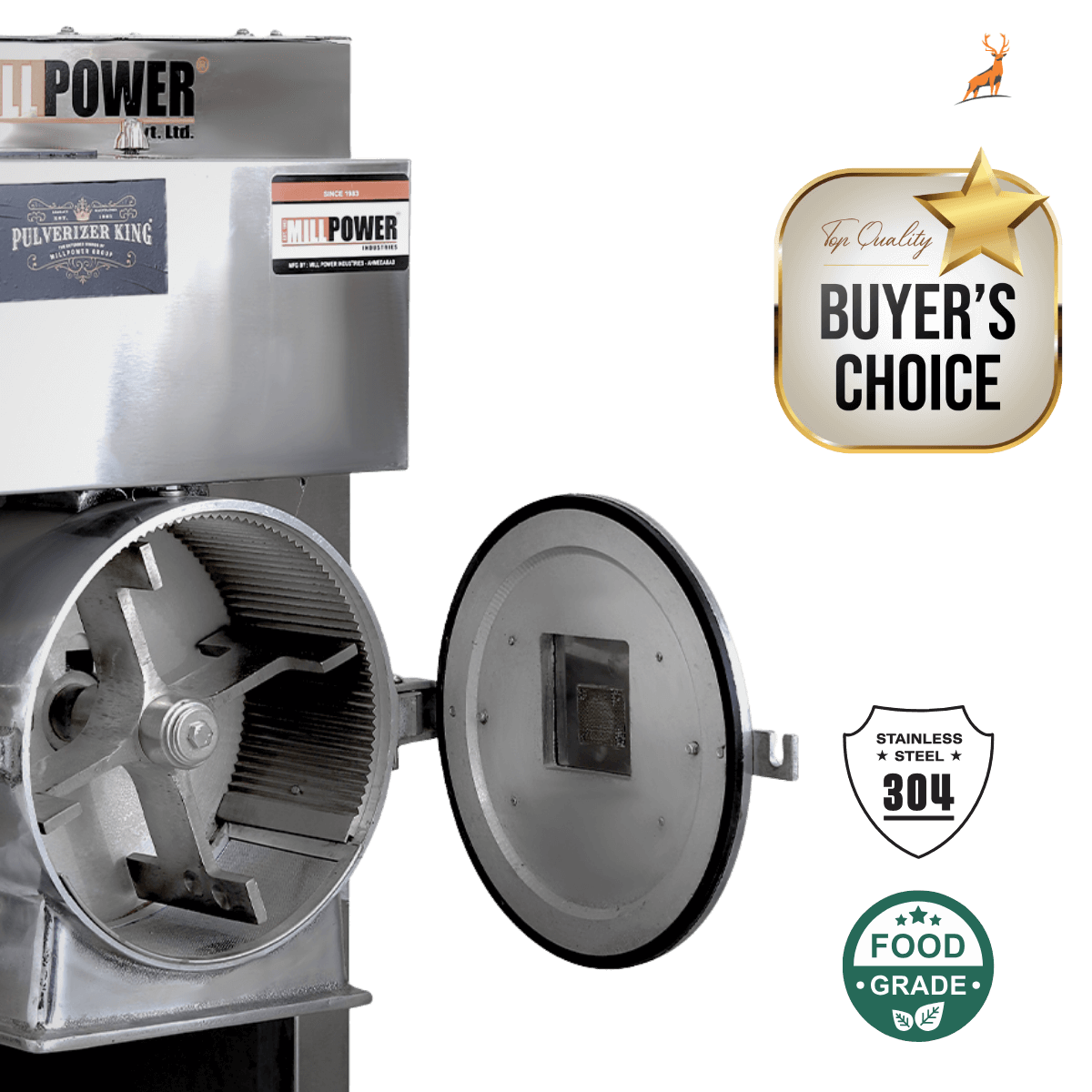 5 hp atta chakki - chamber close-up view - reindeer machinery