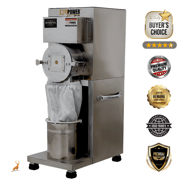 50 kg per hour atta chakki  -  flour outlet and collection - reindeer machinery