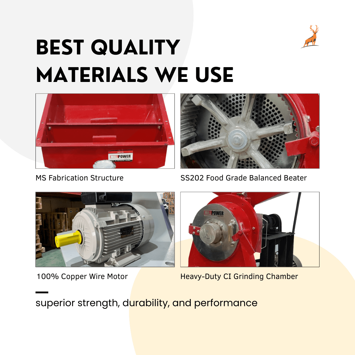 50 kg per hour atta chakki - close-up view - reindeer machinery