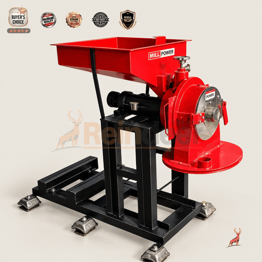 50 kg per hour atta chakki  - side view - reindeer machinery
