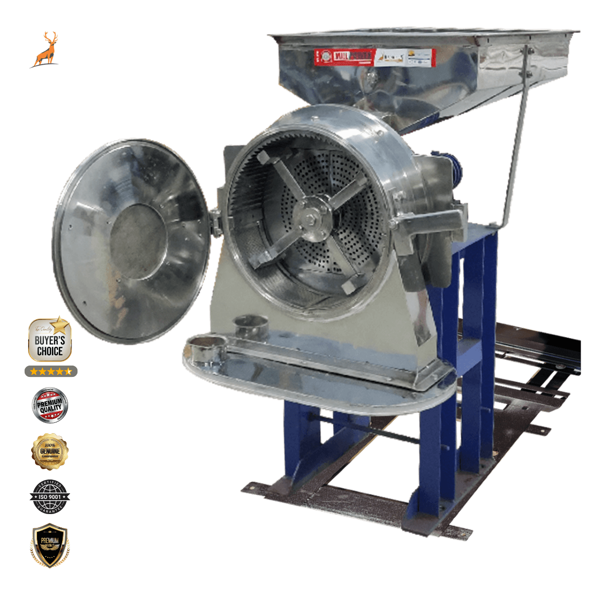 7.5 hp atta chakki - side view - reindeer machinery