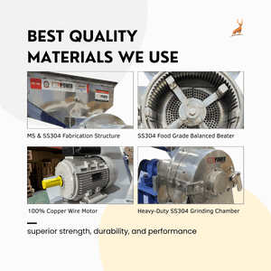 7.5 hp atta chakki - chamber and motor close-up - reindeer machinery