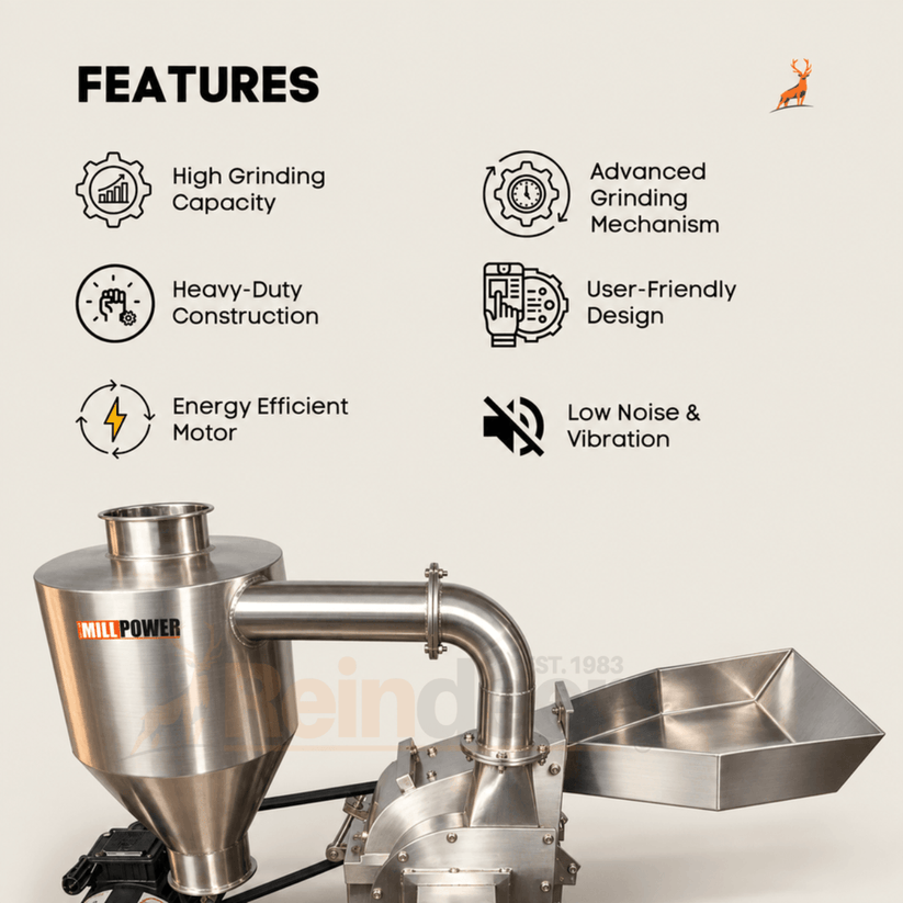 Pepper Grinding Machine | 5 HP Commercial Grinder – Reindeer Machinery
