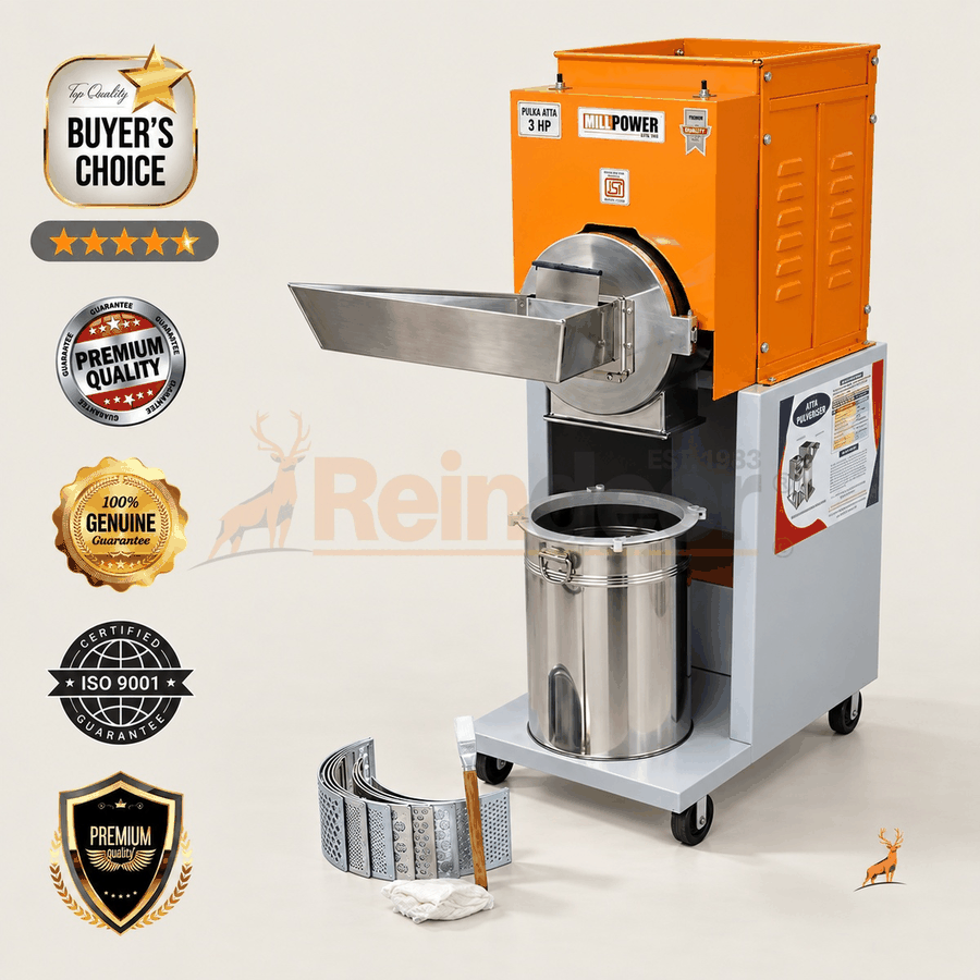 3 hp atta chakki - machine with accessories - reindeer machinery