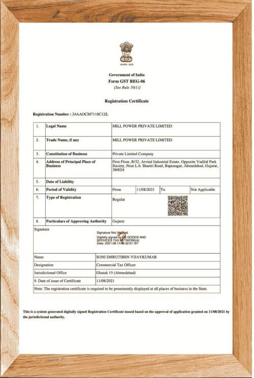 GST Certificate - reindeer machinery