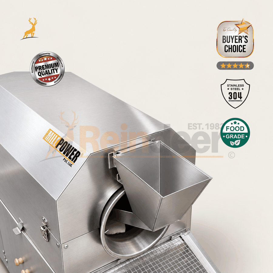drum roaster machine - machine upper view - reindeer machinery