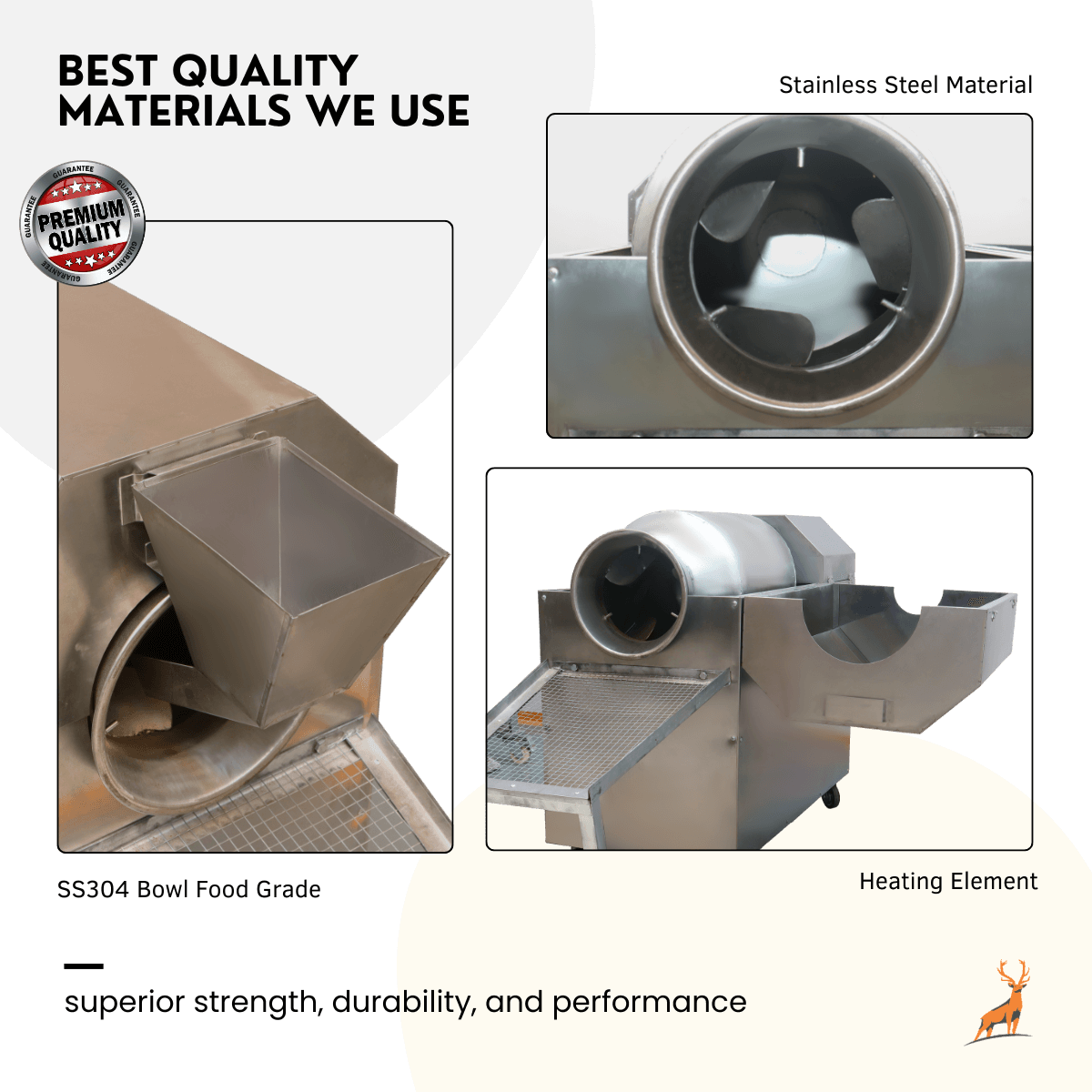 drum roaster machine - machine drum close-up view - reindeer machinery