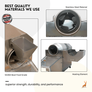 drum roaster machine - machine drum close-up view - reindeer machinery