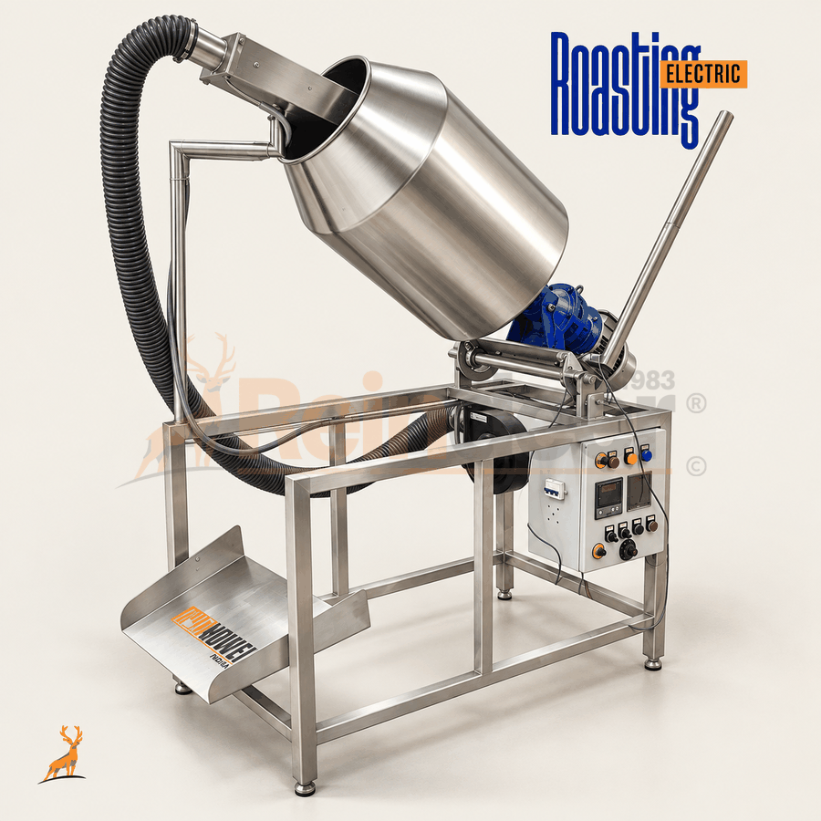 electric roaster machine - machine side view - reindeer machinery
