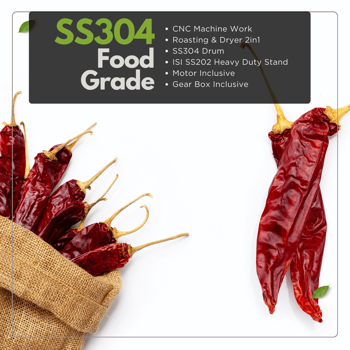 electric roaster machine - ss304 food grade - reindeer machinery