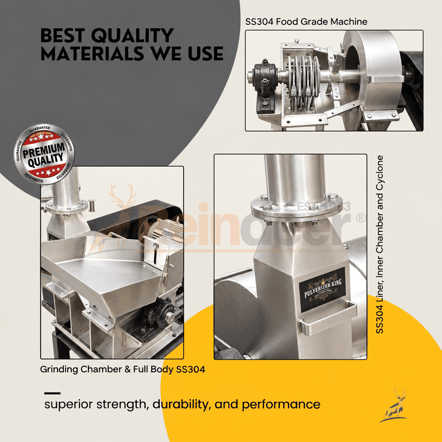 haldi pisne ki machine - ss304 heavy duty chamber close-up - reindeer machinery