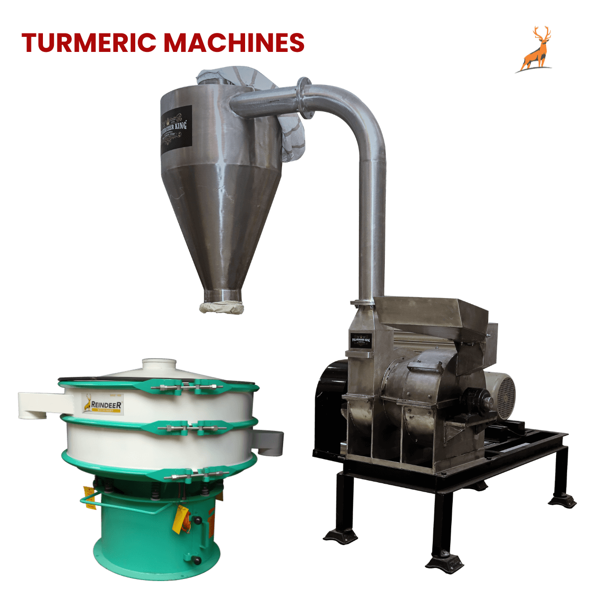 haldi pisne ki machine - ss304 machine with vaibro shifter - reindeer machinery