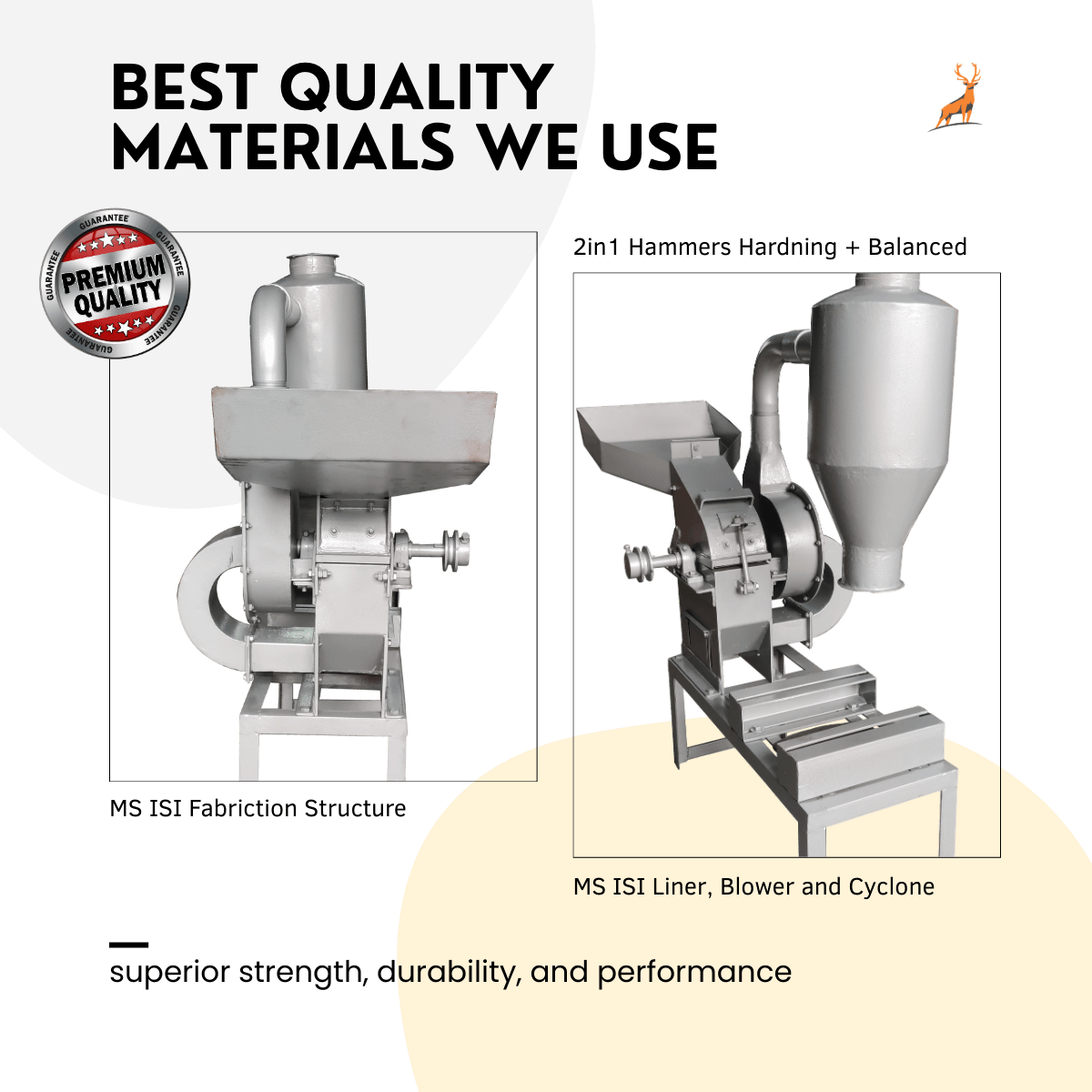 masala grinder machine - front and back view - reindeer machinery