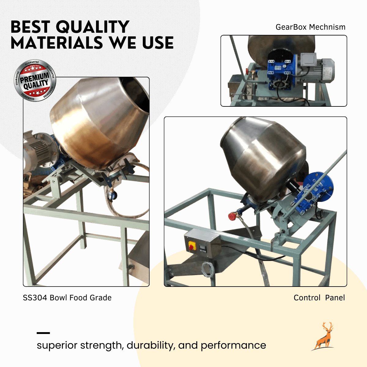 masala roaster machine - machine close-up view - reindeer machinery