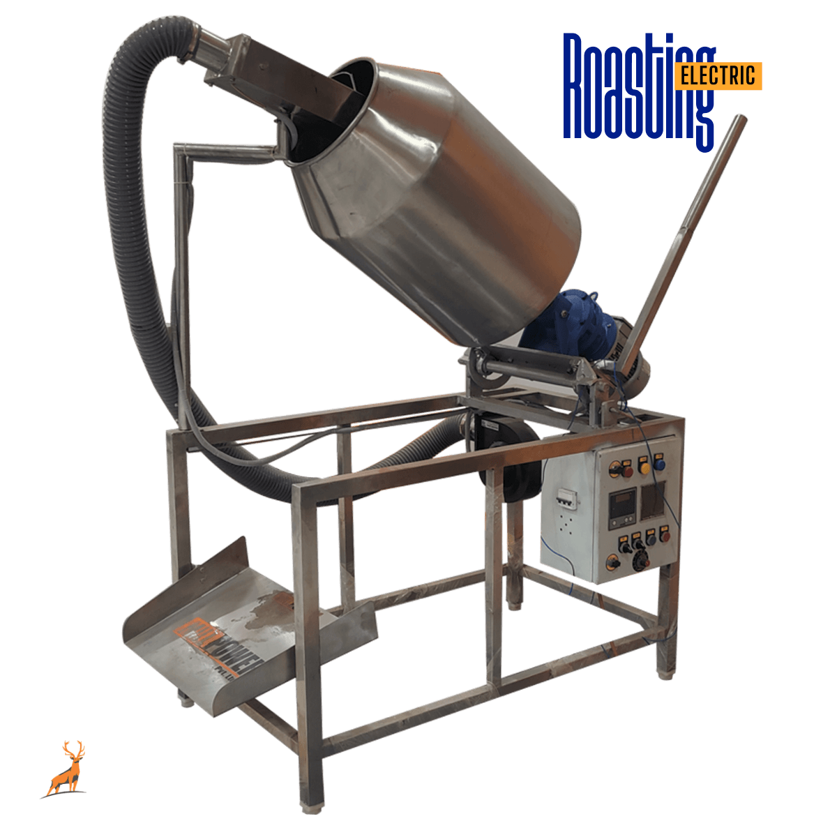 masala roaster machine - machine side view - reindeer machinery