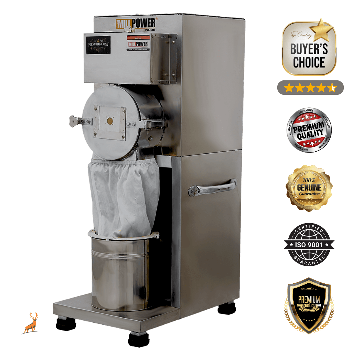 mini flour mill for small business - side view - reindeer machinery