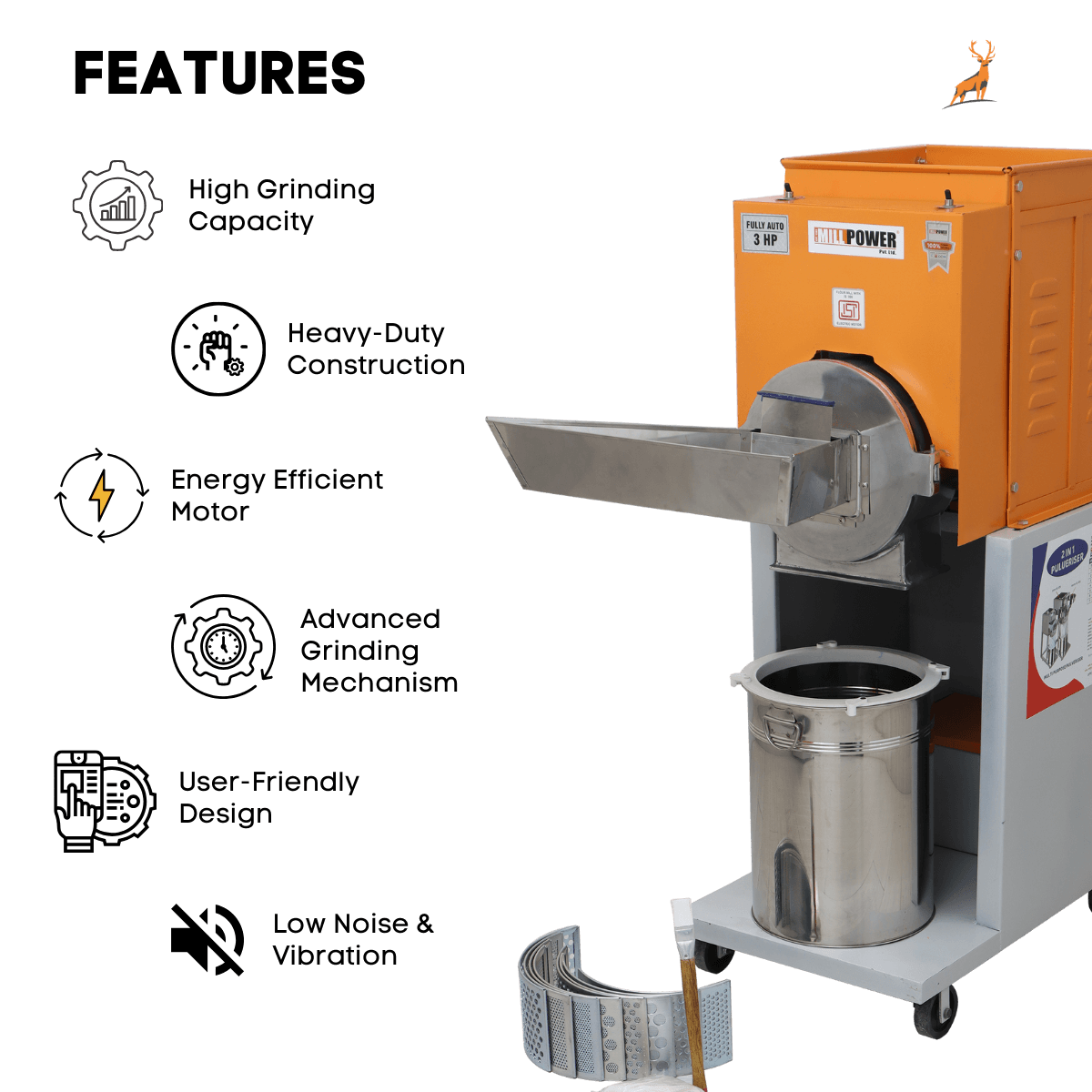 atta chakki flourmill - features - reindeer machinery